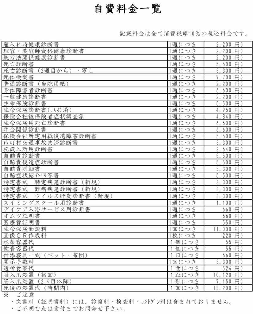 文書料等一覧